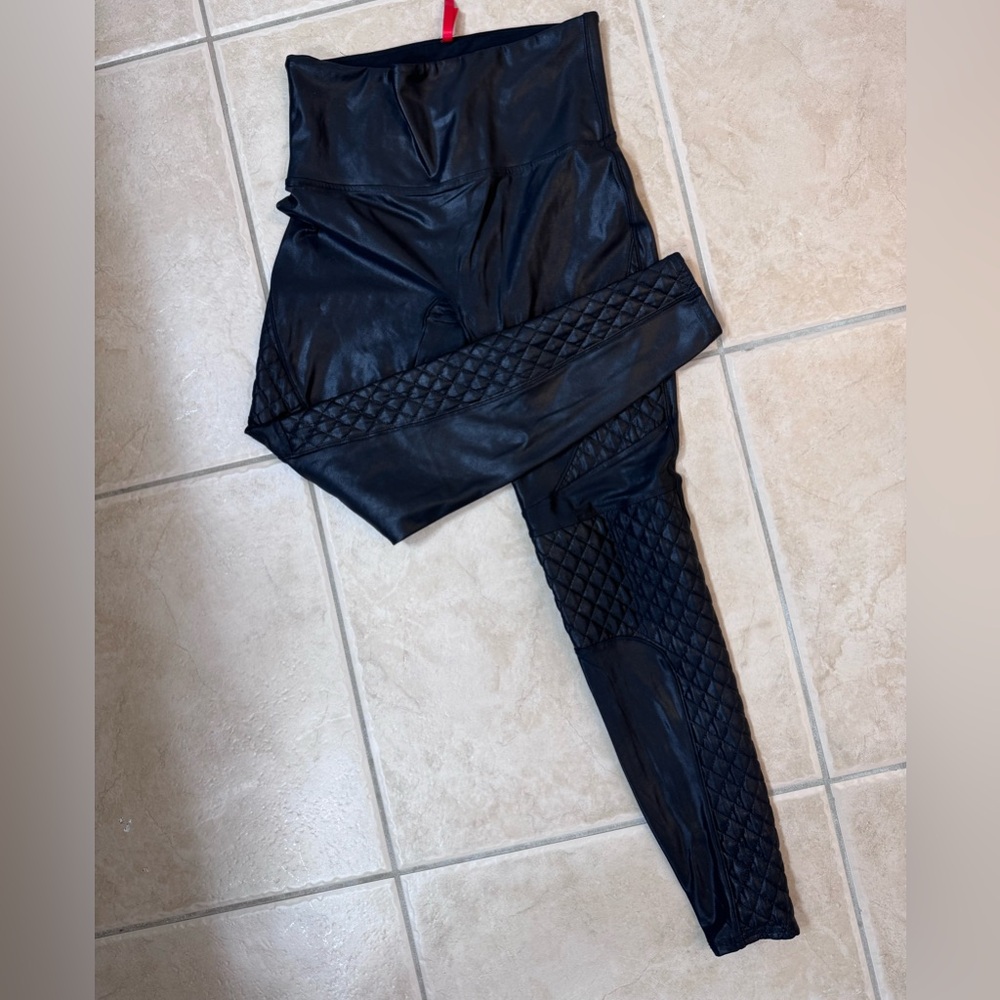 SPANX Quilted Faux Leather Moto Leggings